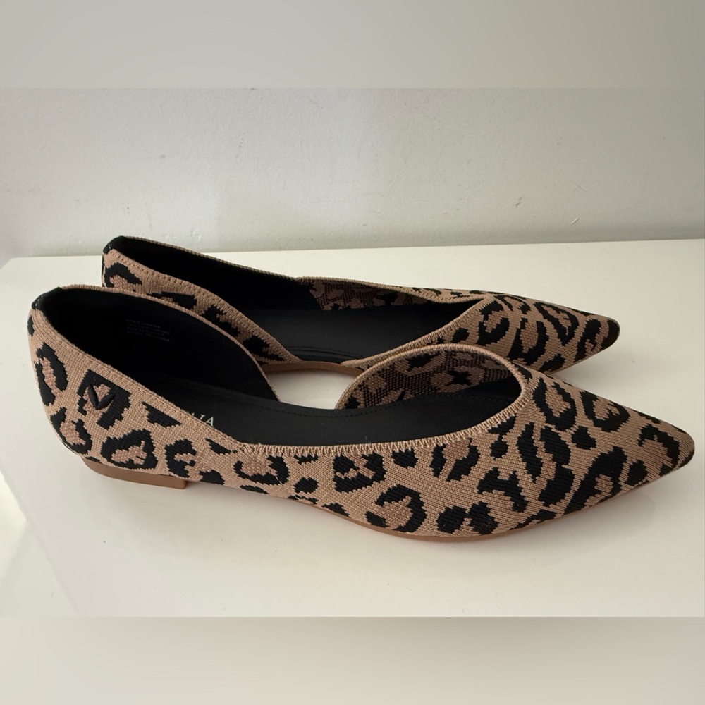 NWOB VIVAIA Melia Pointed Toe D'Orsay Ballet Flats Shoes Size 40/9, Dark Leopard